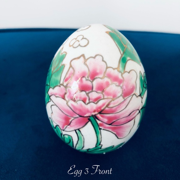 Vintage Handpainted Porcelain Eggs (Set of 4) | Collectible Chinoiserie | - Picture 6 of 9